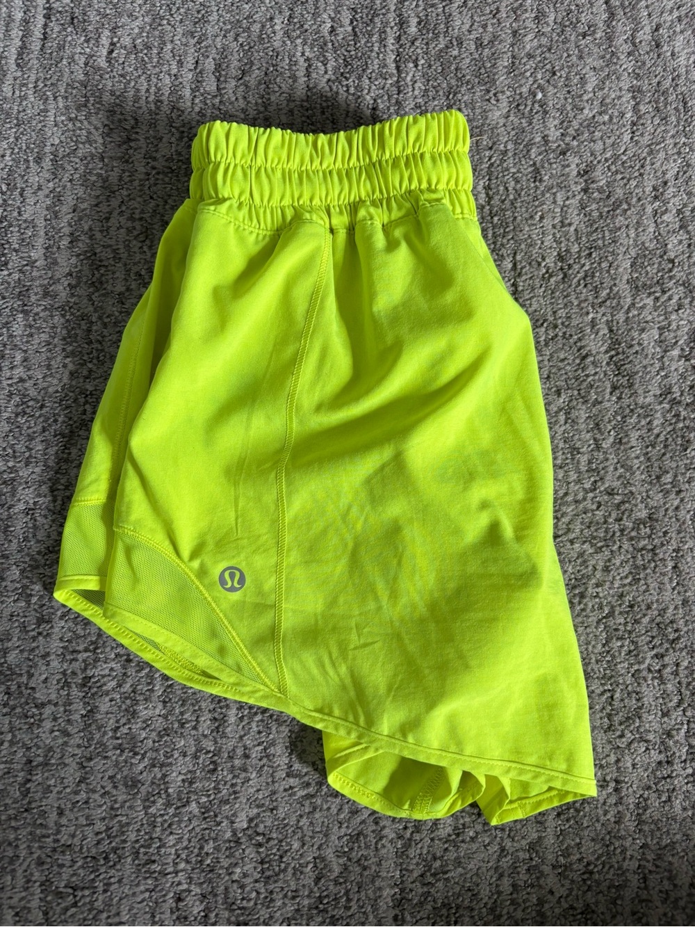 lululemon athletica hotty hot neon yellow shorts